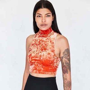 silence and noise crushed velvet mock neck top